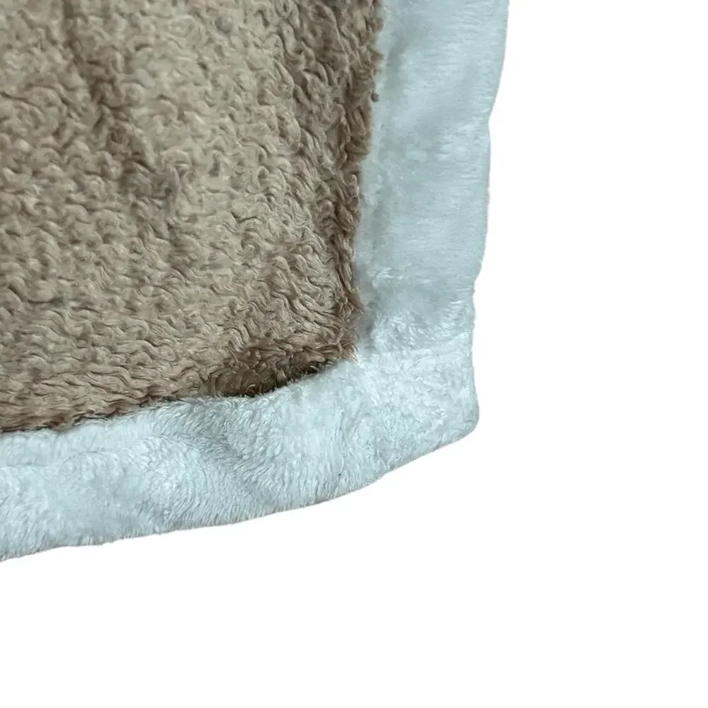 Steiff Beige Tan Brown Baby Blanket White Trim Elephant Bear Bunny Rabbit